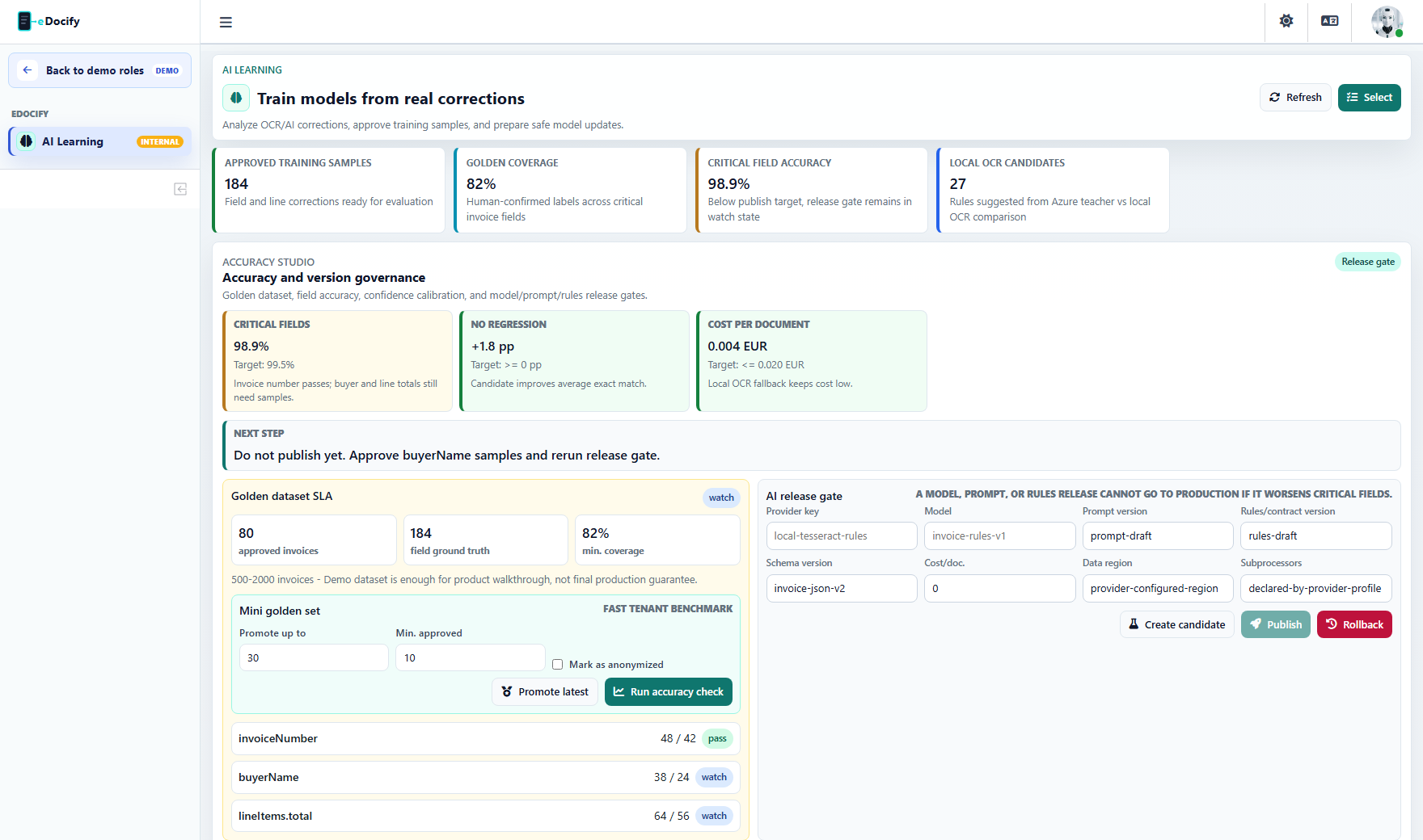 eDocify AI Learning Engine screenshot